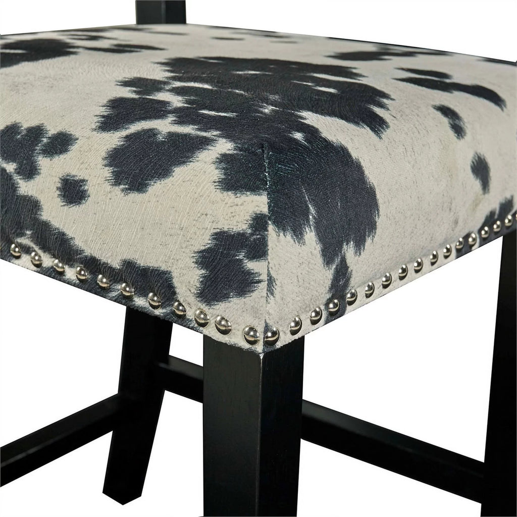 2 Piece Cow Print Wood Counter Stool Set T1133