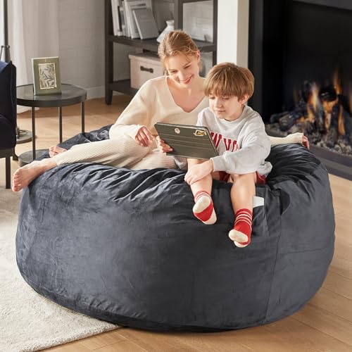 Charcoal Grey 4 FT Machine Washable Mink Bean Bag Chair A596