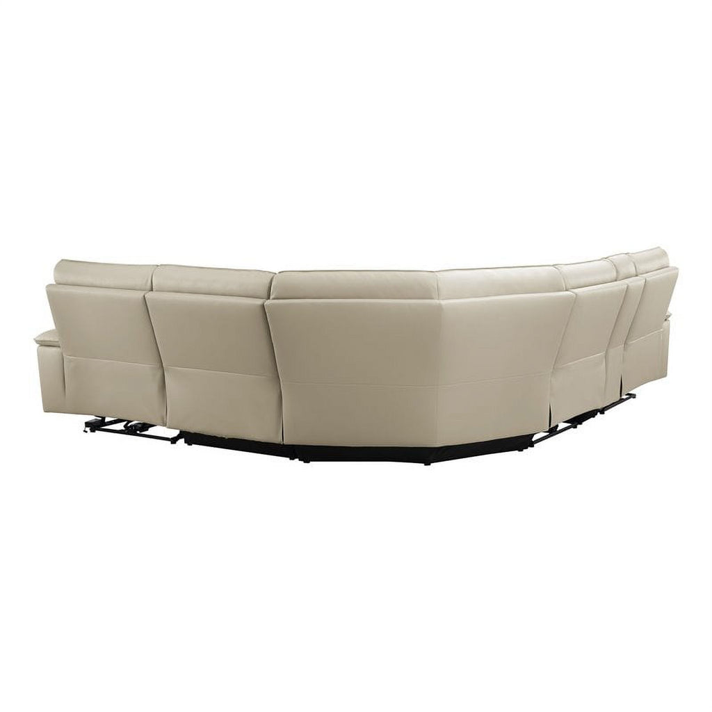 Beige Leather Modular Reclining Sectional A216