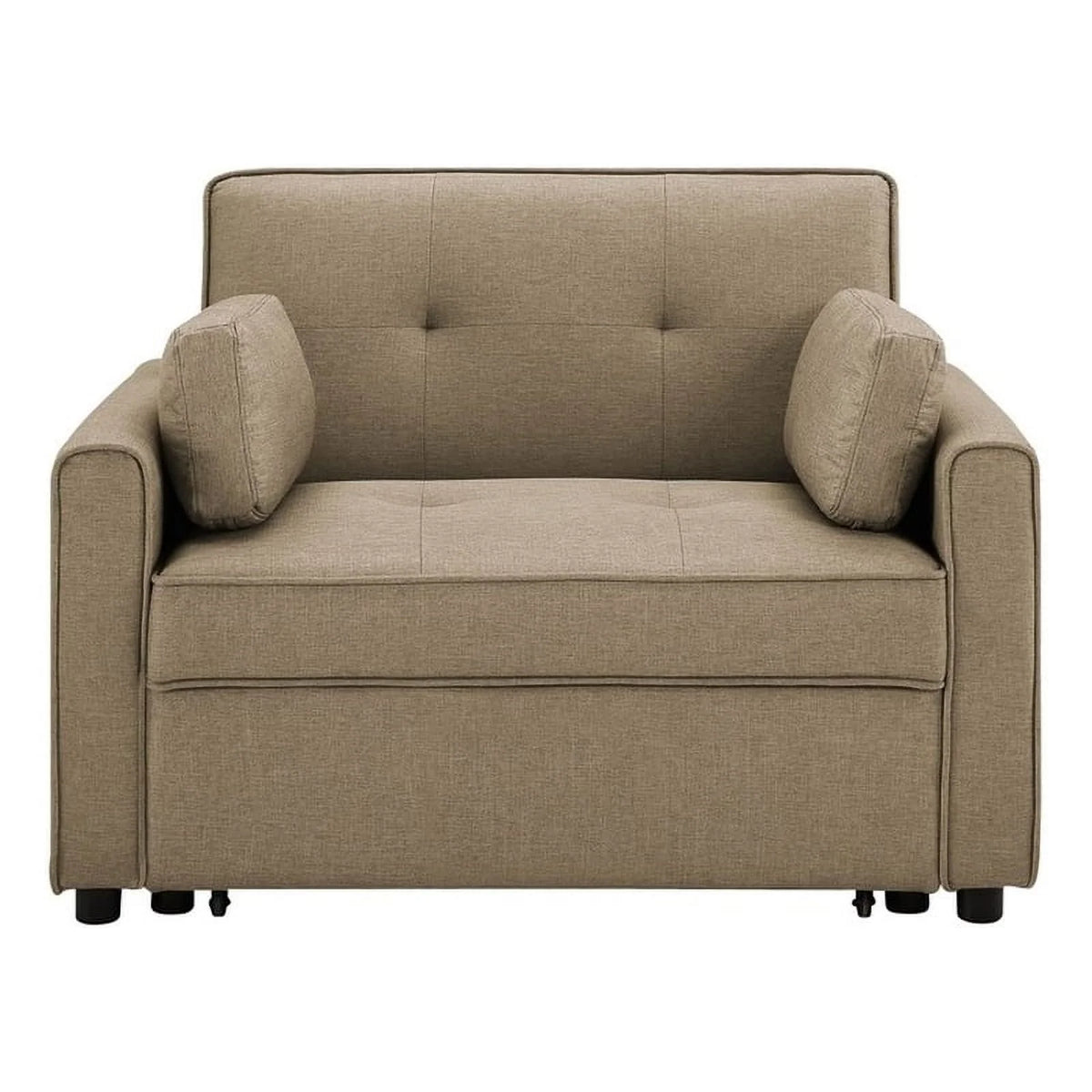Twin Convertible Sleeper Tan Brown Fabric Z18315