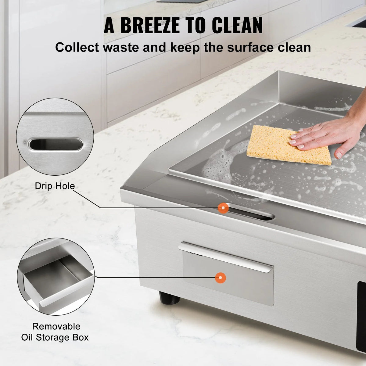 21" 1600W Stainless Steel Electric Griddle M4501