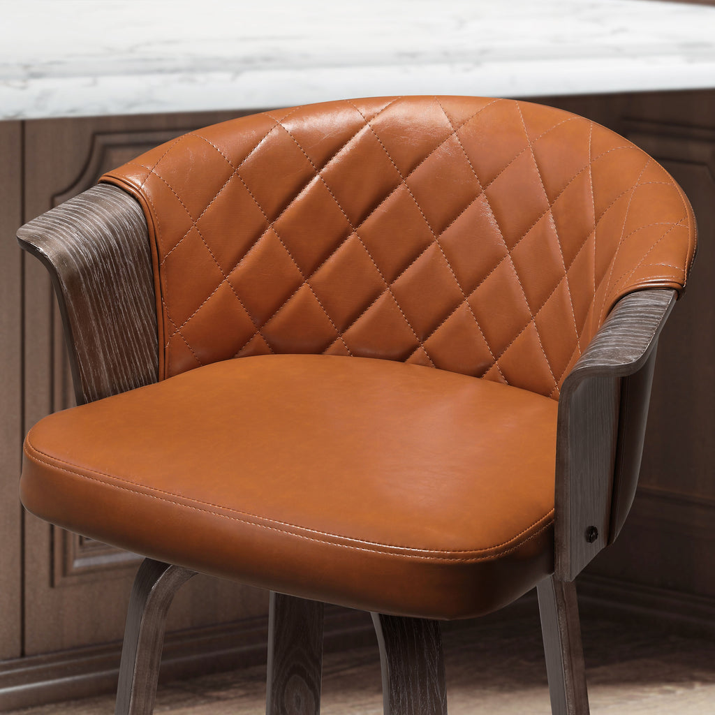Set of 2 Faux Leather Swivel Bar Stools S751