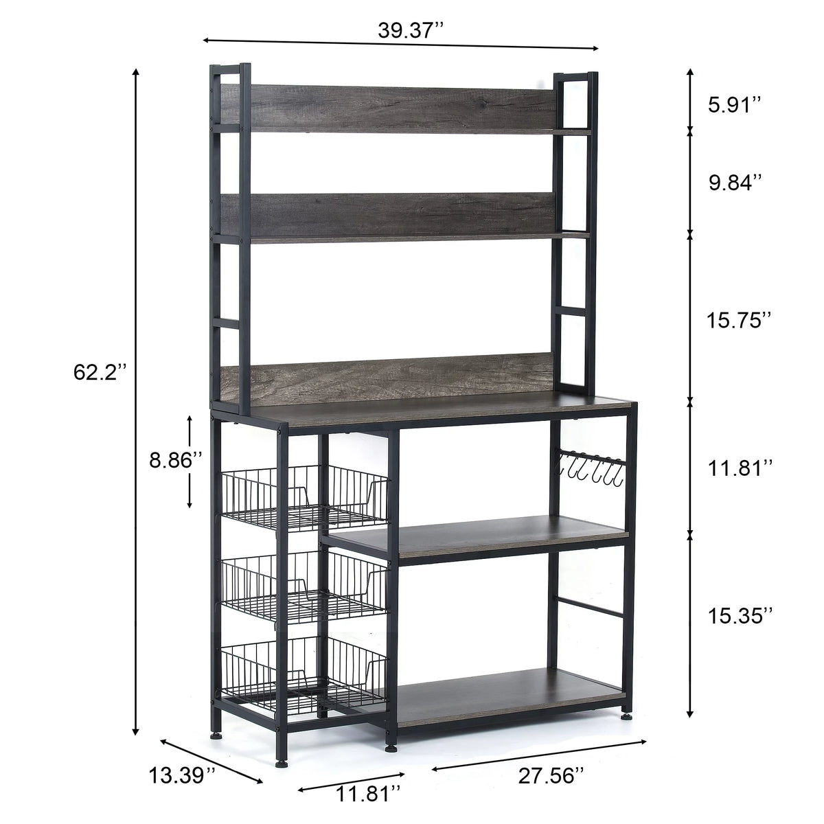 5-Tier Kitchen Bakers Rack with Baskets R838