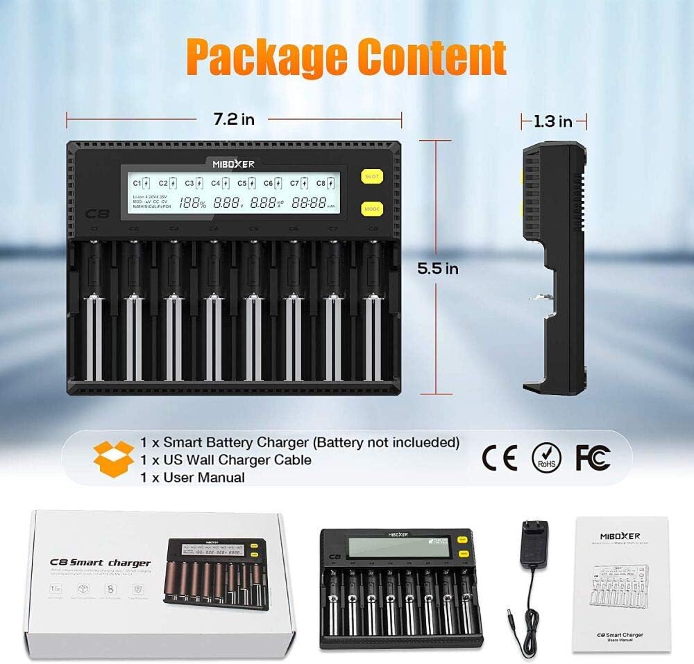 8-Bay Smart Battery Charger with LCD Display P421