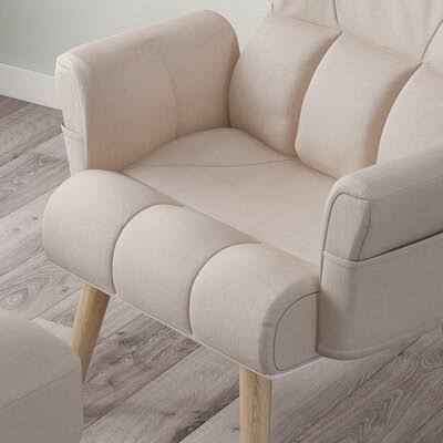 Beige Faux Leather Armchair and Ottoman O713324