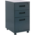 Three-Drawer Metal Pedestal File, Charcoal, Gray F7467