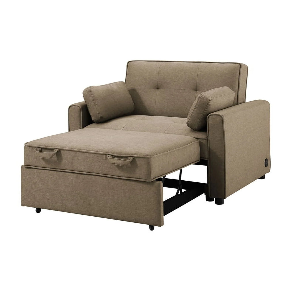 Twin Convertible Sleeper Tan Brown Fabric Z18315