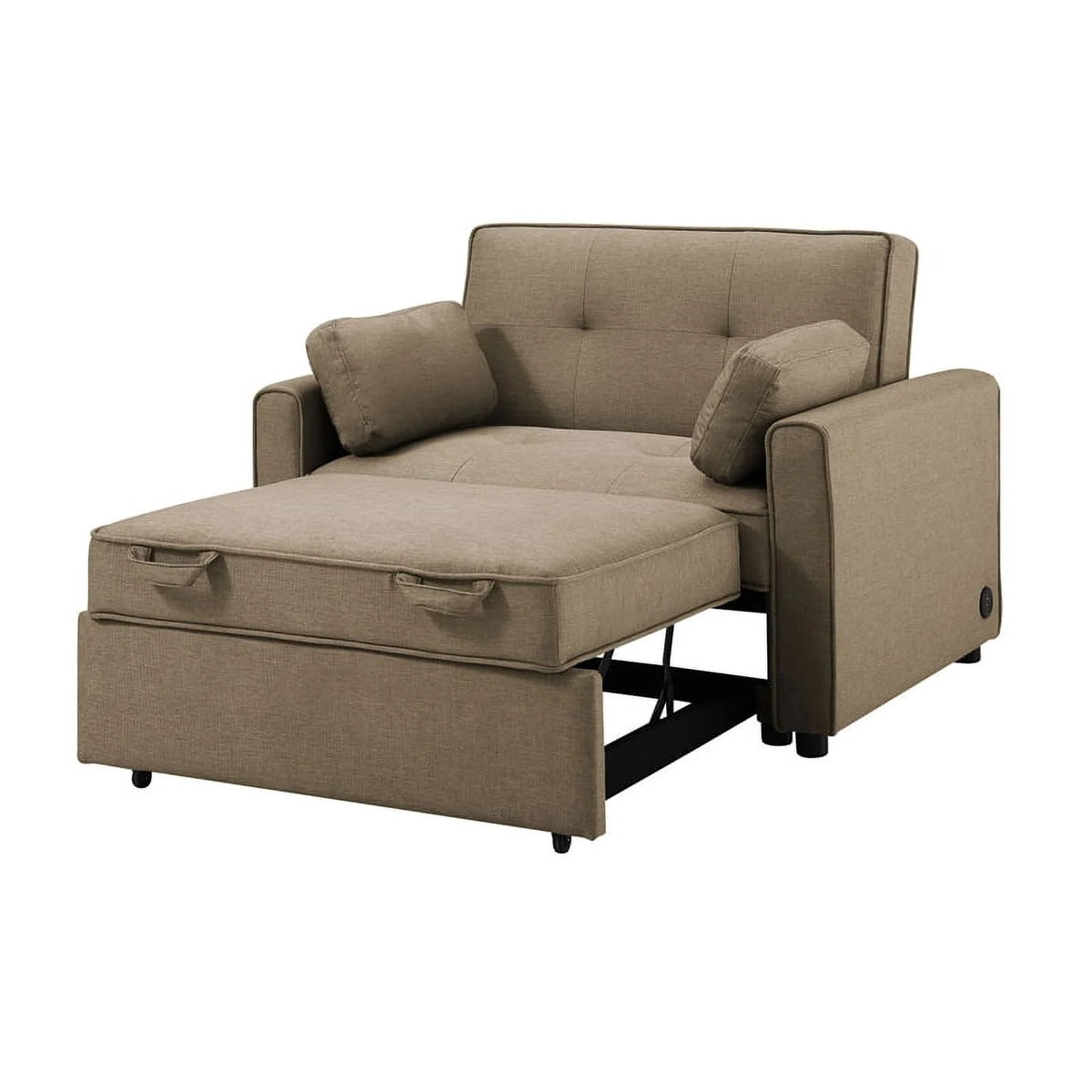 Twin Convertible Sleeper Tan Brown Fabric Z18315
