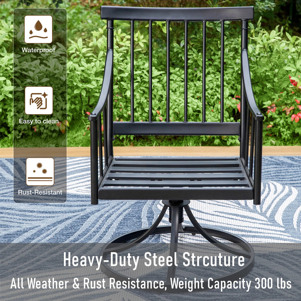 7-Piece Outdoor Dining Set with 6 Swivel Cushioned Chairs & Rectangular Table E539012