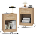 Rattan Nightstands Set of 2 with Charging Station K29512
