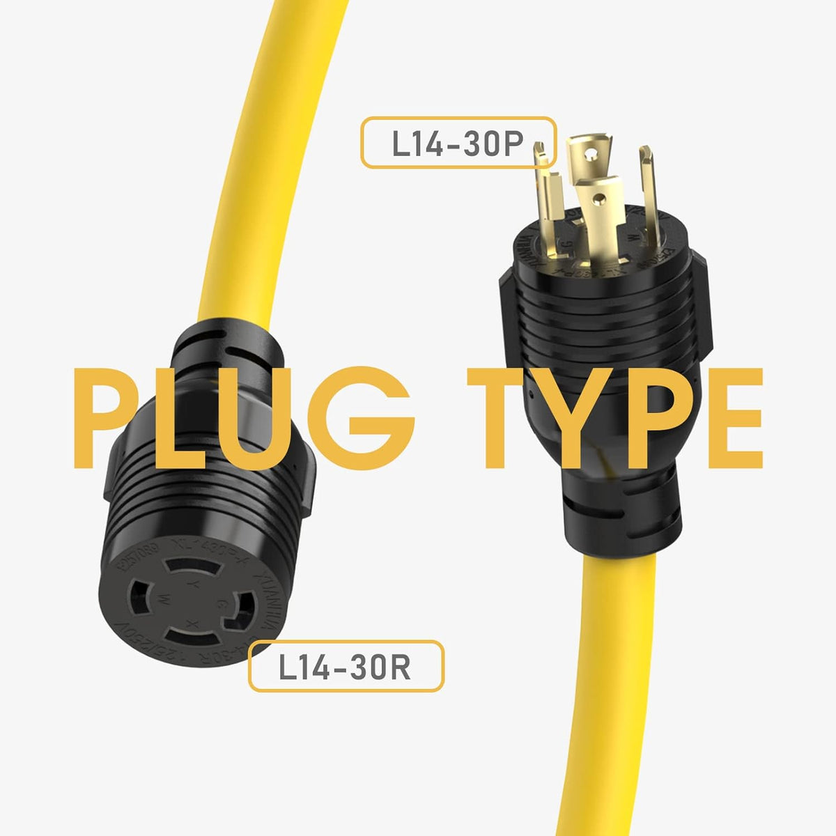 30A 125/250V 7500W Generator Power Extension Cord Nema L14-30P to L14-30R UL Listed 40 Feet Pack of 2 S127