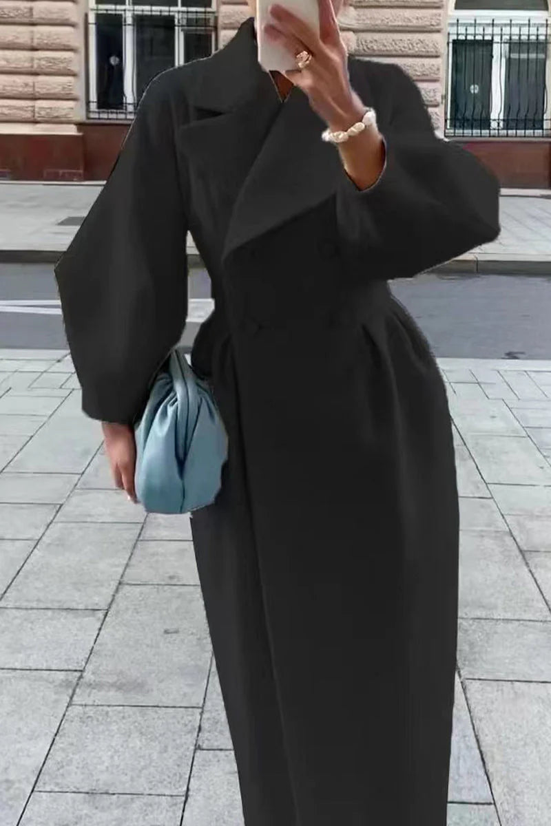 Solid Turndown Collar Outerwear S726