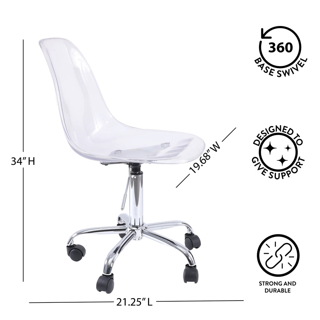 Black Acrylic Rolling Office Chair I910055