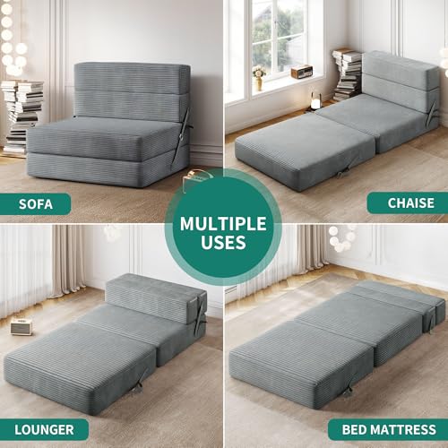 Grey Corduroy Convertible Sofa Bed C60055