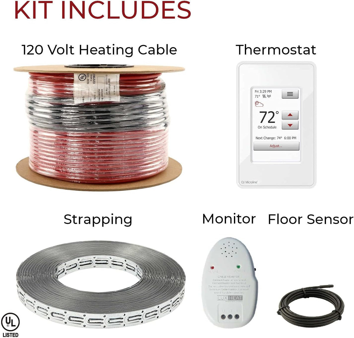 Floor Heating Cable Set 60 Sqft 120v Electric Radiant Floor Heating System with WiFi Programmable Thermostat I57349