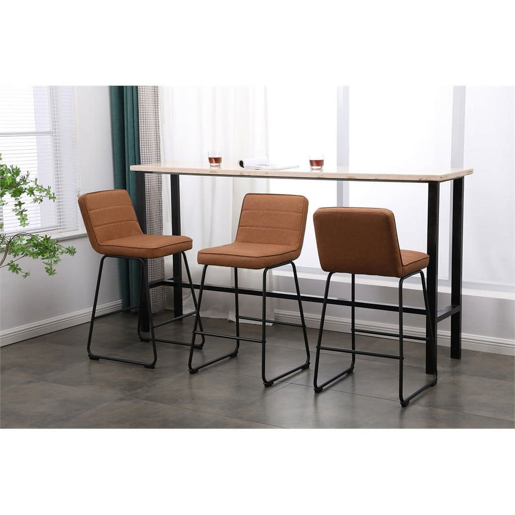 Faux Leather Counter Stool in Camel (Set of 3) S590