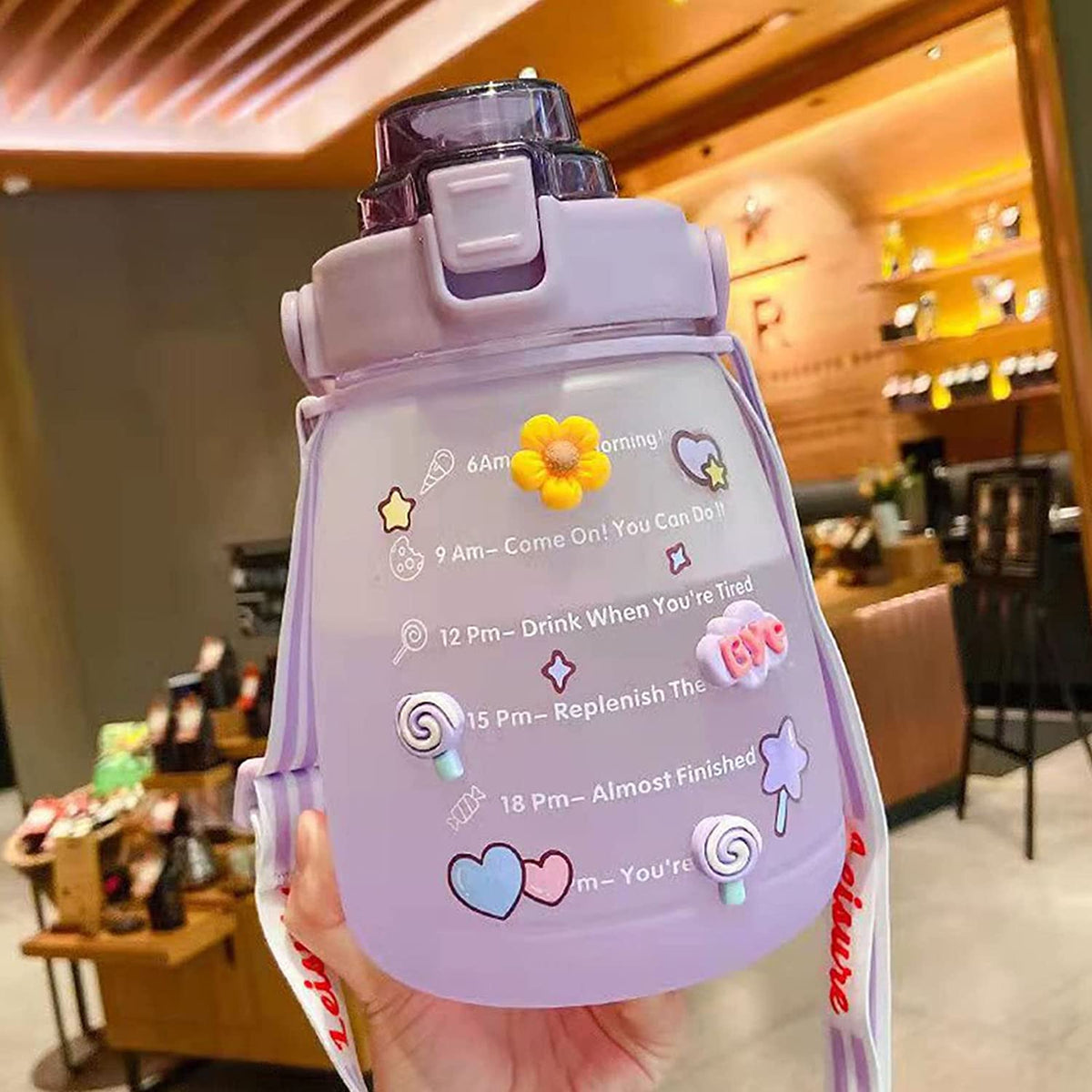Purple Big Belly Water Bottle with Straw Z63047