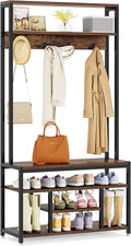 Entryway Hall Tree with Bench and Shoe Storage P11642