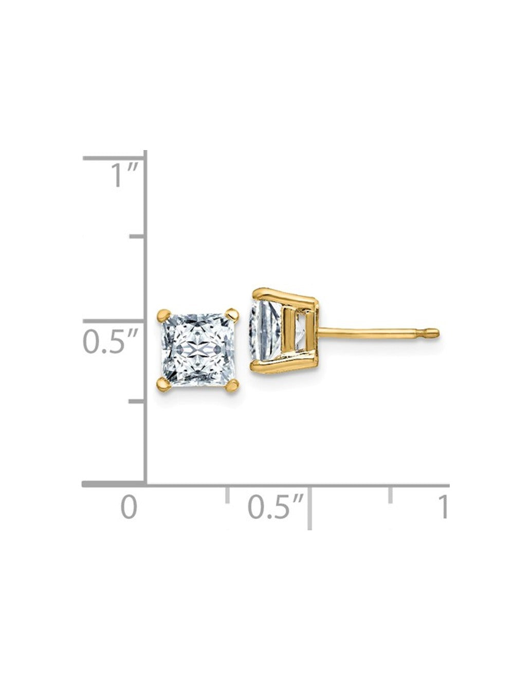 14K Yellow Gold Moissanite Princess-Cut Solitaire Stud Earrings Y11358