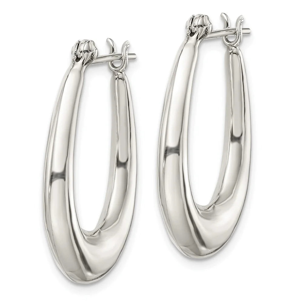 925 Sterling Silver Oval Hoop Earrings E340453
