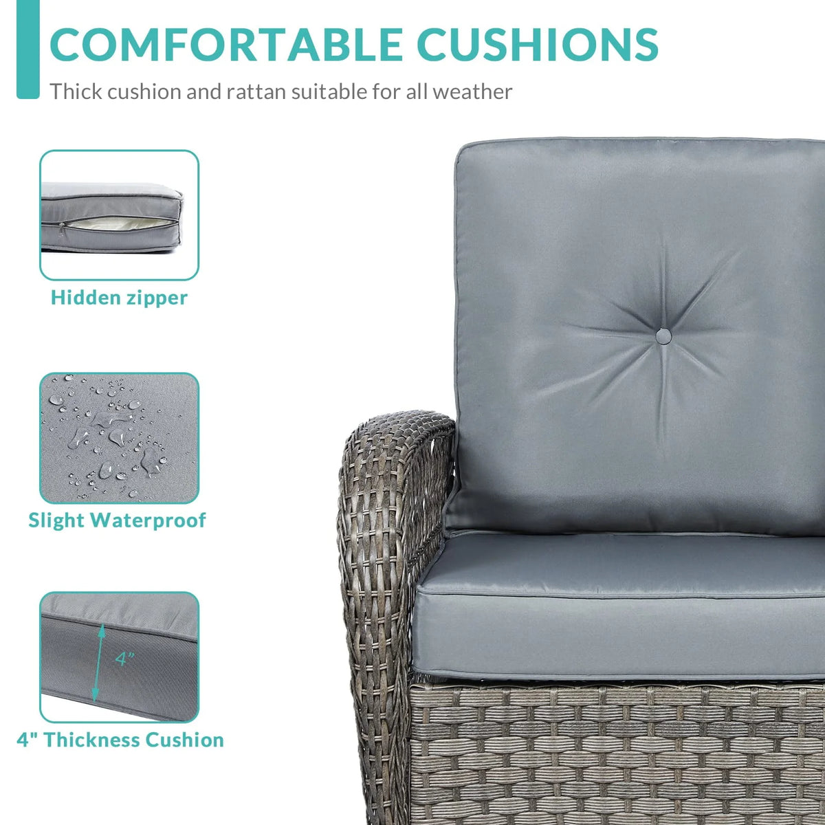 Outdoor Wicker Rocking Chair with Cushions U6658