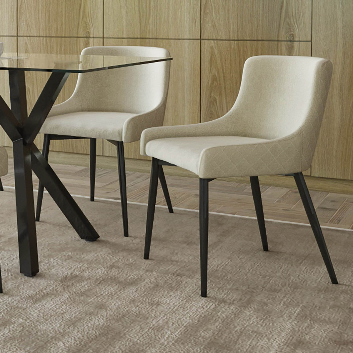 Beige Upholstered Side Chairs Set of 2 F873