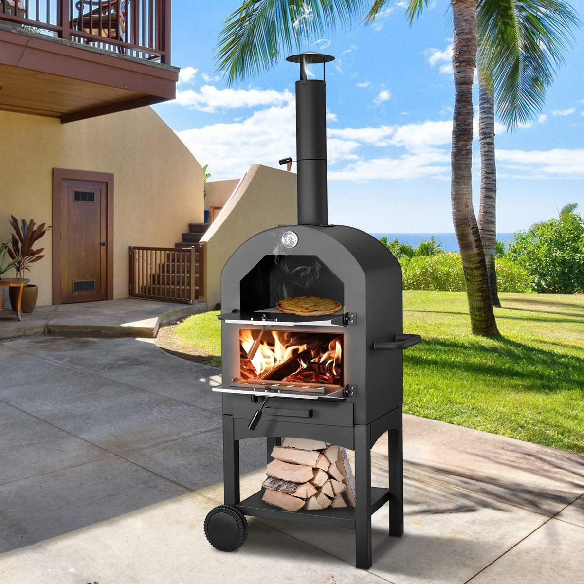 Outdoor Pizza Oven Wood Fire with Pizza Stone Z67169